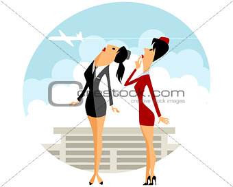 Two stewardess in airport