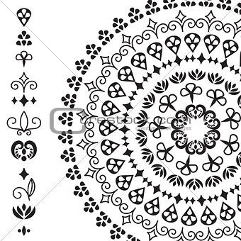 Vector ethnic design elements and rounded pattern