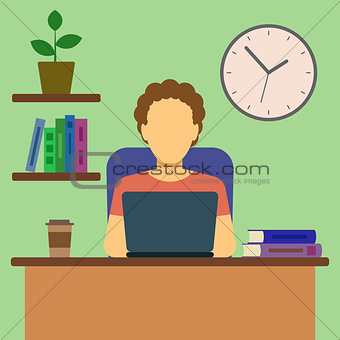 Man Working At Home Concept