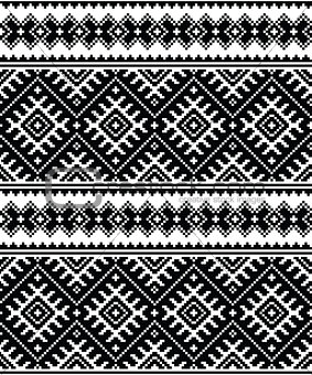 Folk art black seamless pattern from Ukraine and Belarus