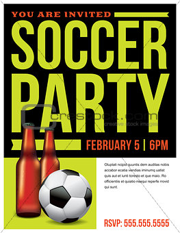 Soccer Party Flyer Template Illustration