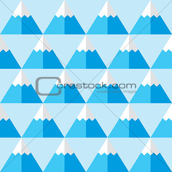 Geometric blue seamless pattern with mountains - winter background