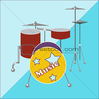 Drum kit on a two-tone background