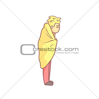 Blond Guy Standing Wrapped In Blanket