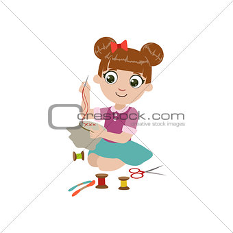 Girl Doing Embroidery