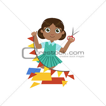 Girl Making A Triangle Garland