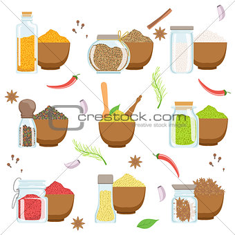 Spices In A Bowl And Glass Container Set