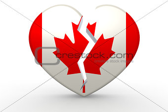 Broken white heart shape with Canada flag