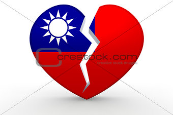 Broken white heart shape with Republic of China flag
