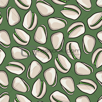 Vector seamless Pistachios pattern. Engraved collection.