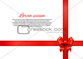 White gift card with red bow