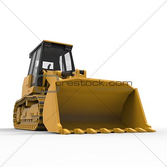 Excavator on a white uniform background. Backhoe loader. 3d illustration.