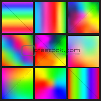 Set of rainbow mesh vector backgrounds