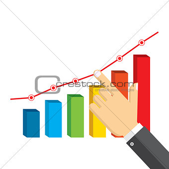 Businessman pointing at growth graph.