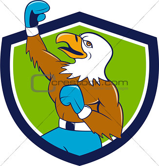 Bald Eagle Boxer Pumping Fist Crest Cartoon