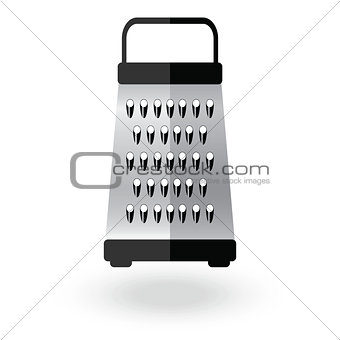 Grater metallic icon vector logo sign illustration. Kitchen equipment steel food cut accessory isolated on white.
