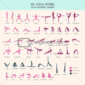 Yoga poses stick figure set