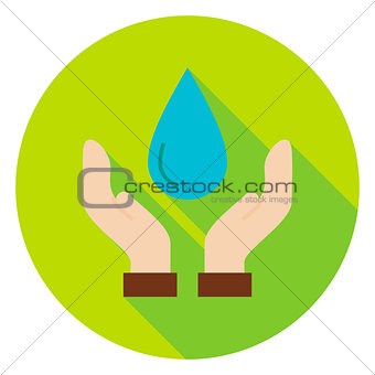 Hands Save the Planet Water Circle Icon