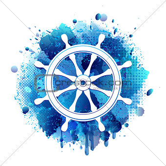 Steering wheel for ship white icon