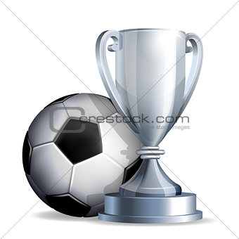 Silver cup with a football ball