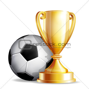 Gold cup with a football ball