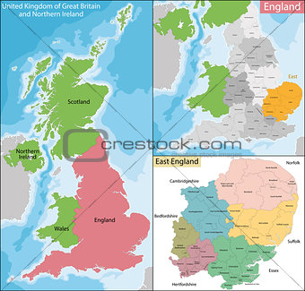 Map of East England
