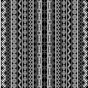 Black and white background with ethnic motifs