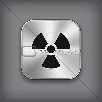 Radioaktivity icon - vector metal app button