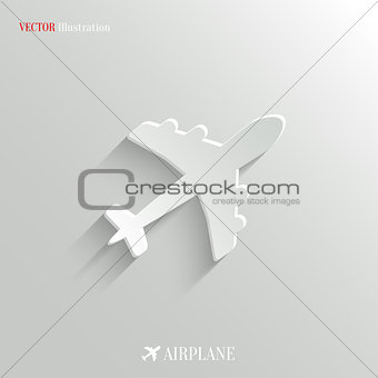 Airplane icon - vector white app button