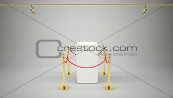 Barrier rope and box on gray