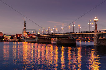 Riga, Latvia: Old Town of at night