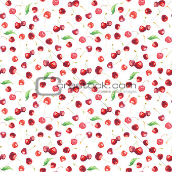 seamless pattern with sweet cherries