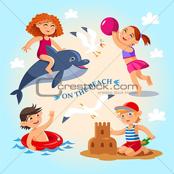 summer child's outdoor activities on the beach.