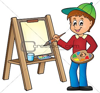 Boy painting on canvas 1