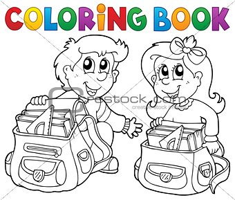 Coloring book school kids theme 3