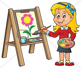 Girl painting on canvas 1