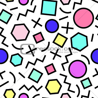 Vector seamless geometric pattern. Memphis Style. Abstract 80s.