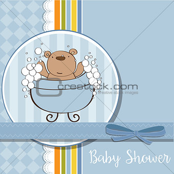 baby boy shower card with little  teddy bear