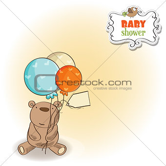 baby shower card with little  teddy bear