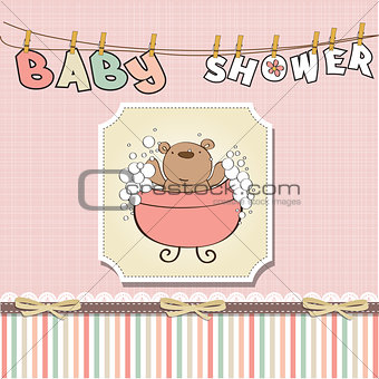 baby girl shower card with little  teddy bear