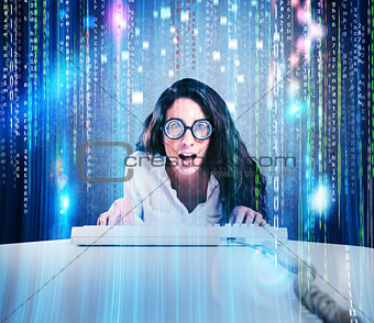 Geek and hacker woman