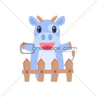 Happy Cow Behind Wooden Shed