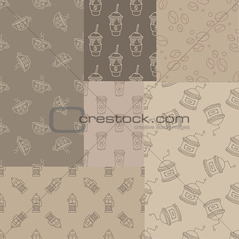 Mosaic Collection Of Seamless Coffee Themed Patterns