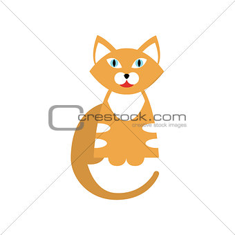 Red Tiger Cat Breed Primitive Cartoon Illustration