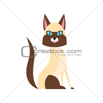 Siamese Cat Breed Primitive Cartoon Illustration