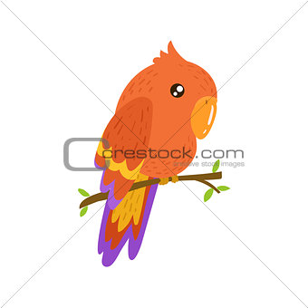 Red Macaw Realistic Childish Illustration