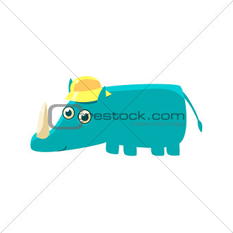 Blue Rhino In A Cap Illustration