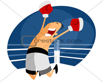 Jumping boxer in white shorts