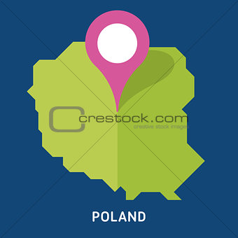 Map of Poland on blue background