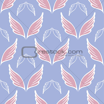 Angel wings seamless sketch pattern